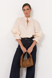 Luca Mini Faux Suede Bag (Tan)