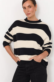 Lucille Long Sleeve Knit Jumper (Black/Cream)