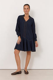 Genna Lightweight Denim Short Dress (Dark Denim)
