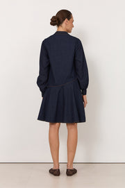 Genna Lightweight Denim Short Dress (Dark Denim)