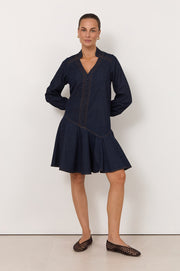 Genna Lightweight Denim Short Dress (Dark Denim)