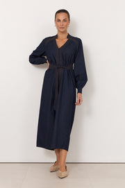 Vivi Lightweight Denim Midi Dress (Dark Denim)