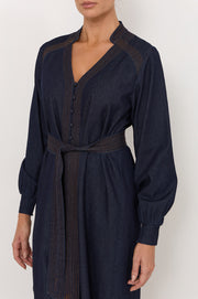 Vivi Lightweight Denim Midi Dress (Dark Denim)