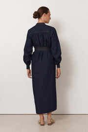 Vivi Lightweight Denim Midi Dress (Dark Denim)