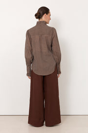 Maeve Stripe Shirt (Chocolate)