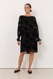 Clover Burnout Short Dress (Black)