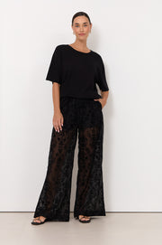 Asani Burnout Wide Leg Pant (Black)