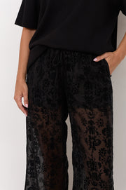 Asani Burnout Wide Leg Pant (Black)