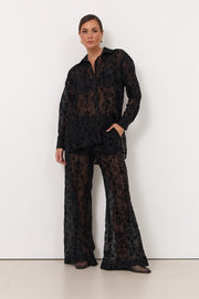 Asani Burnout Wide Leg Pant (Black)