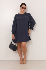 Sorrel Cupro Short Dress (Navy)