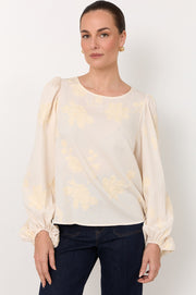 Emery Embroidered Top (Cream)