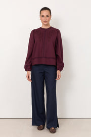 Sabina Lightweight Denim Embroidered Pant (Denim)