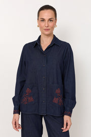 Lennon Lightweight Denim Embroidered Shirt (Denim)