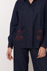 Lennon Lightweight Denim Embroidered Shirt (Denim)