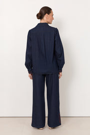Lennon Lightweight Denim Embroidered Shirt (Denim)