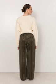Lucy Corduroy Stripe Pant (Khaki)