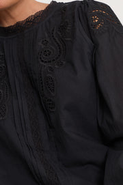 Lou Cut Out Lace Top (Black)