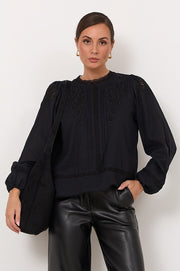 Lou Cut Out Lace Top (Black)