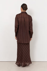Estelle Stripe Ramie Shirt (Chocolate)