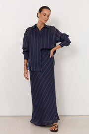Estelle Stripe Ramie Shirt (Navy)
