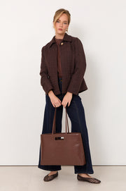Renee Croc Folio Bag (Chocolate)