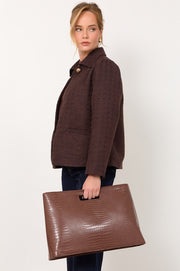 Renee Croc Folio Bag (Chocolate)