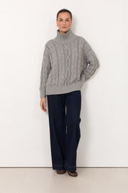 Tegan Cable Knit Jumper (Grey)