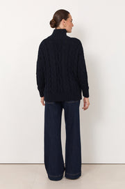 Tegan Cable Knit Jumper (Navy)