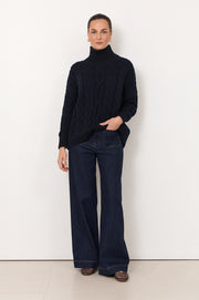 Tegan Cable Knit Jumper (Navy)