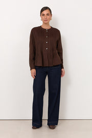 Thea Pleated Top (Chocolate)