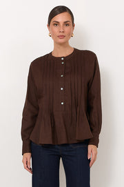 Thea Pleated Top (Chocolate)
