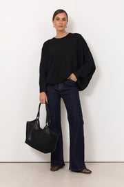 Marisol Batwing Knit Top (Black)