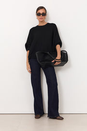 Marisol Batwing Knit Top (Black)