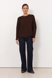Marisol Batwing Knit Top (Chocolate)