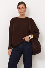 Marisol Batwing Knit Top (Chocolate)