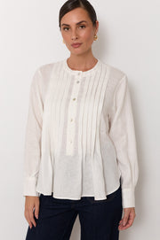Thea Pleated Top (White)