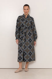 Lilian Embroidered Midi Shirt Dress (Print)
