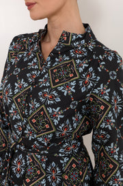 Lilian Embroidered Midi Shirt Dress (Print)