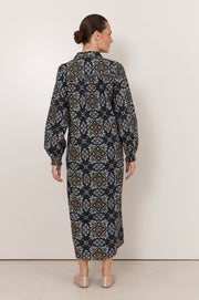 Lilian Embroidered Midi Shirt Dress (Print)