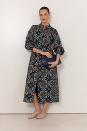 Lilian Embroidered Midi Shirt Dress (Print)
