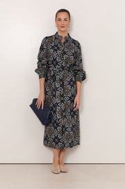 Lilian Embroidered Midi Shirt Dress (Print)