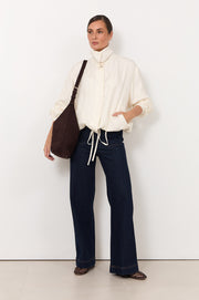 Aude Funnel Neck Cupro Jacket (Cream)