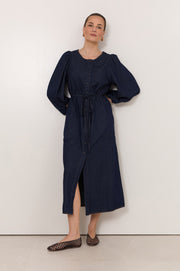 Cosima Lightweight Denim Midi Dress (Denim)