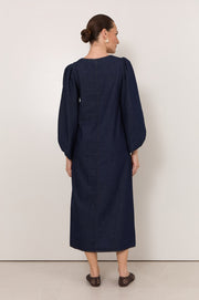 Cosima Lightweight Denim Midi Dress (Denim)