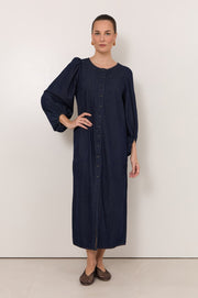 Cosima Lightweight Denim Midi Dress (Denim)