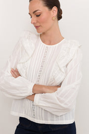 Shannon Ruffle Top (White)