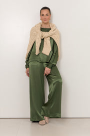Asani Satin Wide Leg Pant (Olive)