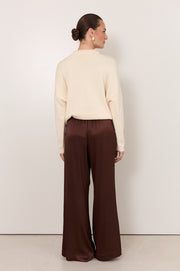 Asani Satin Wide Leg Pant (Chocolate)