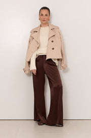Asani Satin Wide Leg Pant (Chocolate)