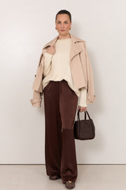 Asani Satin Wide Leg Pant (Chocolate)